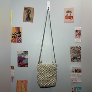 Pearl Beaded Crossbody Bag - Ivory